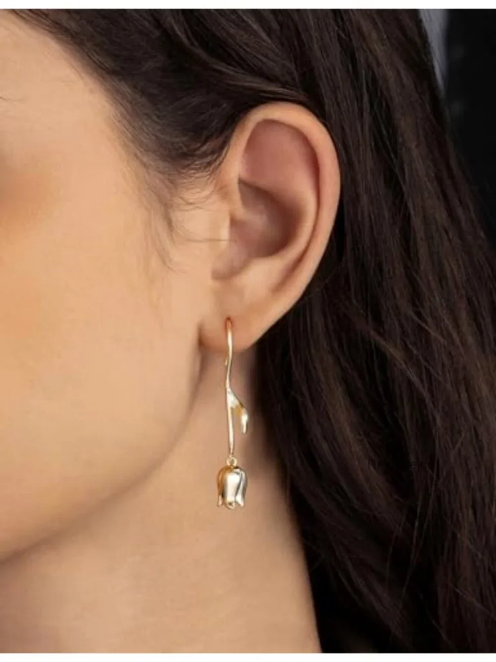 Dainty Flower Drop Earrings 14K Gold Plated Freshwater Pearl Lightweight Jewelry